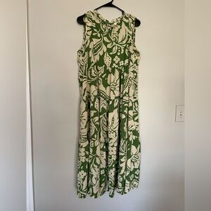 Umgee Green and Cream Floral Maxi Dress